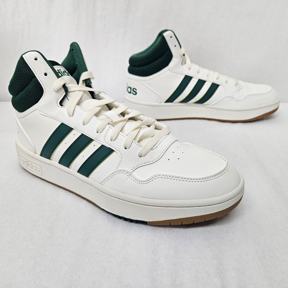 Adidas Hoops 3.0 Mid Basketball‎ Sneakers IG5570 White Green Gum Mens Size 10.5